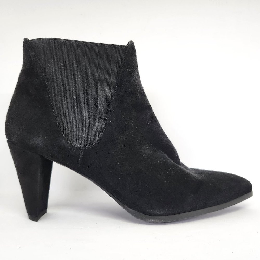Stuart Weitzman Women Black Suede Ankle Boots W/Crescent Heel Size 8.5 & 9